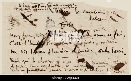 Hugo, Victor (n.1802-02-26-D.1885-05-22), Copeau per la voce di Guernsey (II, il denier di St-Pierre ...) (titolo fittizio), 1867. Inchiostro su carta stampata. Case di Victor Hugo Parigi - Guernsey. Foto Stock