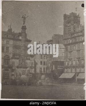 Anonimo, Place du Châtelet e sommità della torre Saint-Jacques, all'angolo tra rue de la Joaillerie e rue de la Vieille Lanterne, i e IV arrondissements, Parigi. (Titolo fittizio), 1852, tecnica da definire. Museo Carnavalet, storia di Parigi. Foto Stock