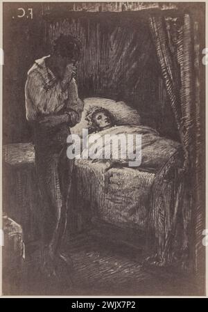 Figura di Francesco Nicolas (1825-1901). "La madre è morta". Carta all'albumina. 1868 Parigi, casa di Victor Hugo. Foto Stock