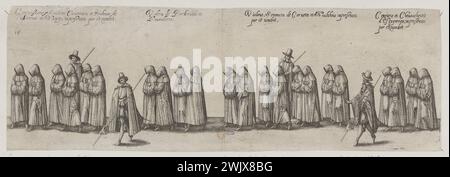 Friedrich Brentel, noto come Brenten il padre (1580-1651). Pompa funebre di Carlo terzo del nome, Duca di Lorena, realizzata a Nancy l'anno 1608, quindicesimo Consiglio di rappresentanza della processione: I commissari Canonici (bianco 28 pagina 516; Andreas Andresen 10, volume 4, pagina 192). Incisione. 1609. Museo di Belle Arti della città di Parigi, Petit Palais. 100464-30 incisione, XVII XVII XVII XVII XVII XVII XVII XVII XVII XVII XVII XVII SECOLO Foto Stock