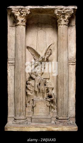 Aimé-Jules Dalou (1838-1902). "Monumento ai relatori e pubblicisti del catering". Cerotto patinato, tra il 1896 e il 1898. Museo delle Belle Arti della città di Parigi, Petit Palais. Ala, tenda, colonna, monumento, oratore, pattero patina, pubblicista, catering, retorico Foto Stock