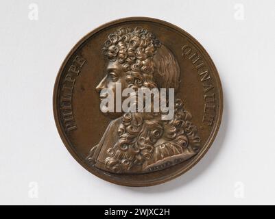 Valuta antica. Mathias Vivier (1788-1859). Philippe Quinault (1635-1688), poeta, autore drammatico e libero. Bronzo, 1822. Parigi, Museo Carnavalet. Valuta, numismatica, parte valuta Foto Stock