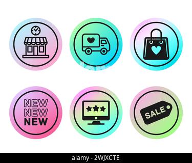 Icone di memorizzazione. Sfondo sfumato. Icone della storia dei social media di Instagram. Illustrazione vettoriale. Illustrazione Vettoriale