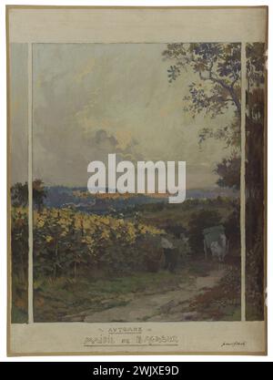 Paul Albert Steck (XIX secolo). "Schizzo per il municipio di Bagneux: Paesaggio autunnale". Olio su tela. 1902. Museo di Belle Arti della città di Parigi, Petit Palais. 99050-15 agricoltore, ane, caduta, carrello, schizzo, municipio, municipio, paesaggio autunnale, paesaggio rurale, vite, xx xx xx xx secolo Foto Stock
