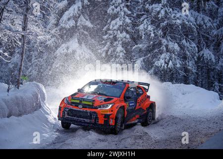 Umea, Svezia. 16 febbraio 2024. Il pilota Pepe López e David Vázquez gareggiano durante il Campionato del mondo Rally FIA 2024. (Foto di Luca Barsali/SOPA Images/Sipa USA) credito: SIPA USA/Alamy Live News Foto Stock