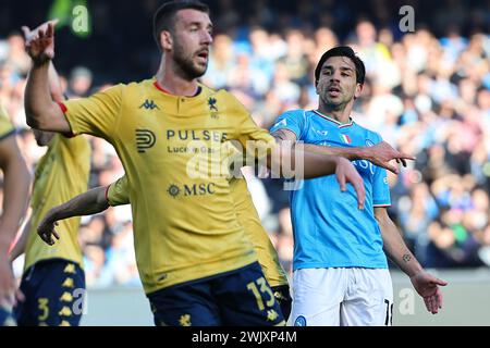 Napoli, Italia. 17 febbraio 2024. Giovanni Simeone della SSC Napoli durante la partita di serie A tra il Napoli e il Genoa CFC allo stadio Diego Armando Maradona di Napoli (Italia), 17 febbraio 2024. Crediti: Insidefoto di andrea staccioli/Alamy Live News Foto Stock