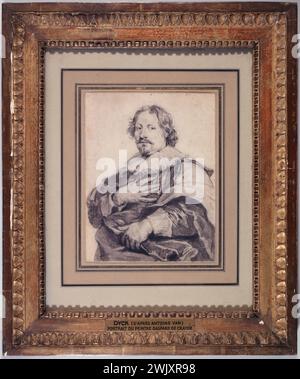 Anton Van Dyck (1599-1641). Ritratto del pittore Gaspar de Crayer. Pietra nera. XVIII secolo. Museo delle Belle Arti della città di Parigi, Petit Palais. 78157-12 cornice, inquadratura, pittore fiammingo, pietra nera, ritratto Foto Stock