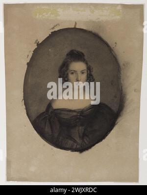 Victor Hugo (1802-1885). Adèle Foucher. Pierre nero, matita di grafite e lavare su carta tessuta, 1818-1822. Parigi, casa di Victor Hugo. Matita in grafite, in busto, moglie, donna, lavare, carta pergamena, pietra nera, ritratto Foto Stock