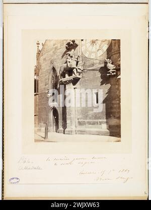 Basilea: Statua di Saint-Georges sulla facciata della cattedrale di Notre-Dame. Fotografia anonima. Disegnare su carta di albumina. 1865-1871. Parigi, Maison de Victor Hugo. 145017-6 Foto Stock