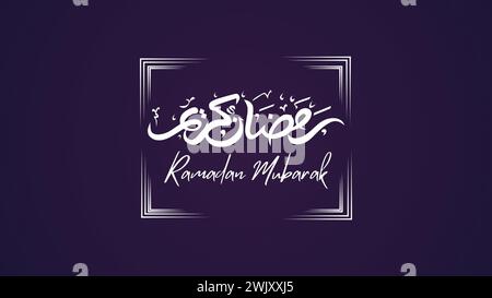 Biglietto d'auguri Ramadan Kareem. Ramadhan Mubarak. Tradotto: Felice Santo Ramadan. Mese di digiuno per i musulmani. Calligrafia araba. Illustrazione Vettoriale