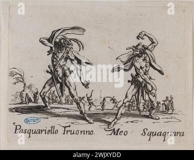 Jacques Callot (1592-1635). Balli di Pargessania, Samalli Truuno metal de Plum 31 (Lieche 398, male 250). Forte HEU. 1616-1617. Museum des High Vigne di Parigi, Petit Palais. 99601-10 incisione, incisione Foto Stock