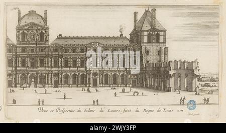 Della bella, Stefano (dit Étienne de la Belle) (n.1610-05-18-D.1664-08-22), varie vedute di luoghi notevoli dall'Italia e dalla Francia. Vista e prospettiva del Louvre. (A. de Vesme 856; Dutuit 165) (titolo principale). Incisione. Petit Palais, Museo di Belle Arti della città di Parigi. Foto Stock
