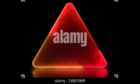 Effetto cornice al neon triangolo luminoso a ciclo continuo, sfondo nero. Foto Stock