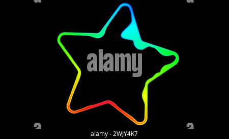 Onde sonore digitali a forma di stella su sfondo nero Foto Stock