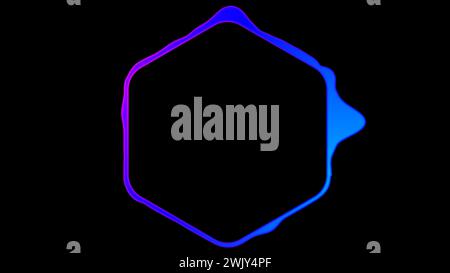 Onde sonore digitali di forma esagonale su sfondo nero. Foto Stock