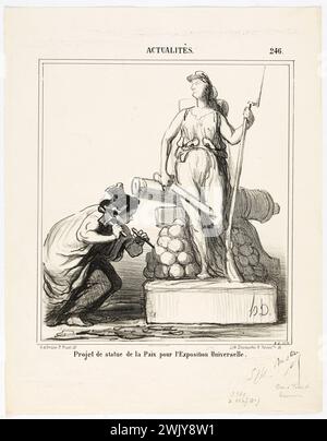 Honoré Daumier (1808-1879). News n° 246: PROGETTO DI STATO DI PACE per l'esposizione universale. Litografia nera. Parigi, museo Carnavalet. Notizie, esposizione universale, litografia, progetto, scultura, statua della pace, 19° 19° 19° 19° 19° 19° 19° xix secolo Foto Stock