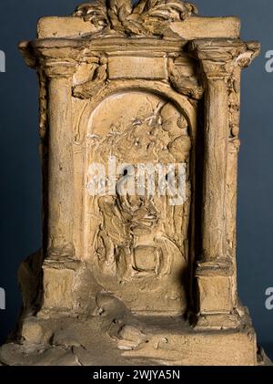 Aimé-Jules Dalou (1838-1902). "Monumento di Levassor". Terracotta, 1898. Museo delle Belle Arti della città di Parigi, Petit Palais. Colonna, guida, industriale francese, ingenier, monumento, terracotta, auto, volante Foto Stock