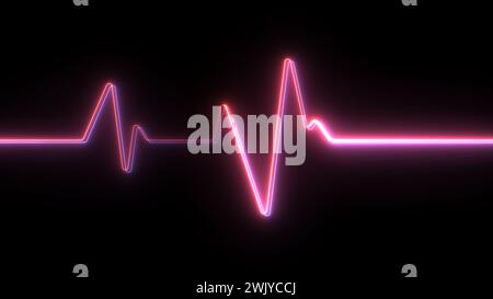 Effetto cornice al neon a impulsi luminosi, sfondo nero Foto Stock