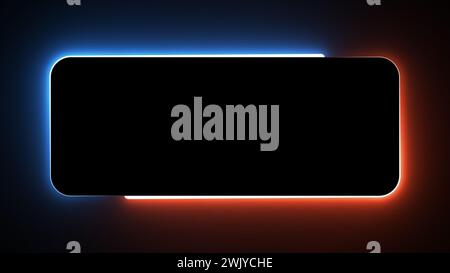 Effetto cornice al neon illuminata quadrata a ciclo continuo, sfondo nero. Foto Stock