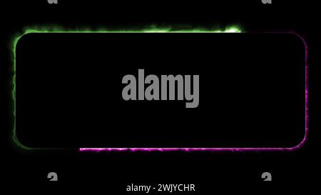 Effetto cornice al neon illuminata quadrata a ciclo continuo, sfondo nero. Foto Stock