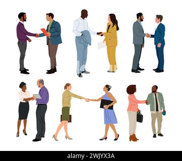 Diverse persone aziendali che stringono la mano insieme vettoriale. Illustrazione Vettoriale