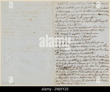 Drouet, Juliette (Julienne Gauvain, dit) (n.1806-04-10-D.1883-05-11), copia manoscritta di un articolo sul giornale "l'Etoile Belgé", 8 luglio 1861 (titolo fittizio), 1861-05. Inchiostro su carta. Case di Victor Hugo Parigi - Guernsey. Foto Stock