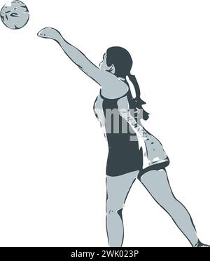 Scopri immagini vettoriali accattivanti che catturano l'essenza del netball, uno sport dinamico giocato prevalentemente da donne. Queste illustrazioni mostrano la A. Illustrazione Vettoriale