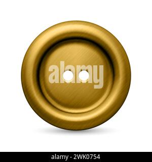 Pulsante Vector 3d Realistic Textured Metal per l'icona Closeup isolato. Moda, arte, ago, cucito, decorazioni per la creazione di graffette. Vestiti rotondi Illustrazione Vettoriale