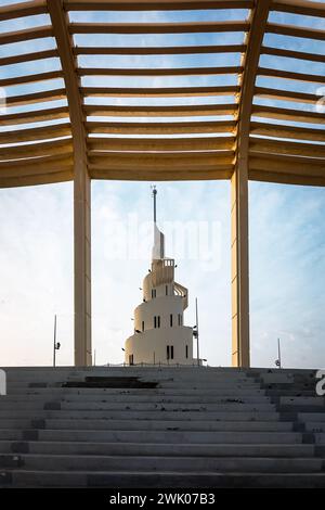 Meravigliosa vista mattutina sull'isola di Marjan nella Corniche di Dammam - Arabia Saudita. Foto Stock