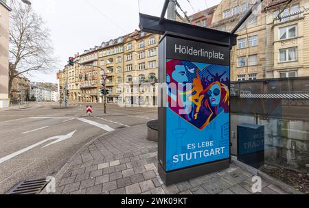 Hölderlinplatz Stoccarda. // 15.02.2024: Stoccarda, Baden-Württemberg, Deutschland, Europa *** Hölderlinplatz Stoccarda 15 02 2024 Stoccarda, Baden Württemberg, Germania, Europa Foto Stock