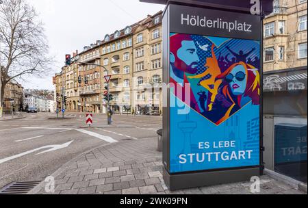 Hölderlinplatz Stoccarda. // 15.02.2024: Stoccarda, Baden-Württemberg, Deutschland, Europa *** Hölderlinplatz Stoccarda 15 02 2024 Stoccarda, Baden Württemberg, Germania, Europa Foto Stock