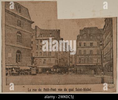 Anonimo, rue du Petit-Pont Vue du Quai Saint-Michel / le Petit Journal 14 ottobre 1905. (Titolo registrato (lettera)), 1905-10-14. Processo fotomeccanico. Museo Carnavalet, storia di Parigi. Foto Stock