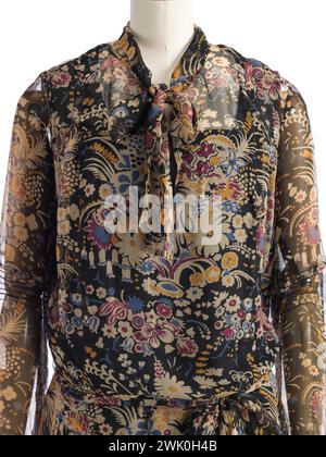 Paquin, camicia, sfondo e cintura (titolo del tutto), 1925. Muschio di seta stampato. Pancake. Palais Galliera, museo della moda della città di Parigi. Foto Stock