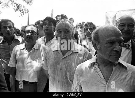 Il leader dell'unione argentina Lorenzo Miguel (sinistra) e il politico argentino Vicente Solano Lima, durante l'incontro di proclamazione dei biglietti Cámpora-Solano Lima a San Antonio de Areco, Buenos Aires, in occasione delle elezioni generali del marzo 1973 in Argentian, il 22 gennaio 1973. Foto Stock