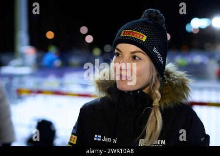 Janni Hussi della Finlandia durante la 15a tappa del Rally di Svezia, seconda prova del Campionato del mondo Rally FIA, a Umea, Svezia, il 17 febbraio 2024. Foto: PEO Möller / LocalEyes / TT kod 11549 Foto Stock