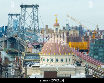 Vista aerea dell'edificio della Williamsburgh Savings Bank a Brooklyn, New York, USA. Foto Stock