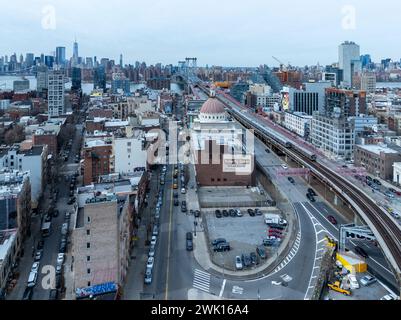 Vista aerea dell'edificio della Williamsburgh Savings Bank a Brooklyn, New York, USA. Foto Stock