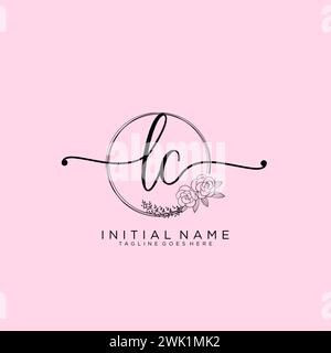 Logo di scrittura a mano iniziale LC con cerchio Illustrazione Vettoriale
