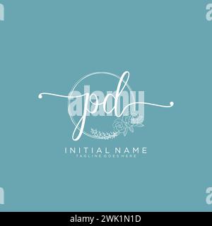 Logo di scrittura a mano iniziale PD con cerchio Illustrazione Vettoriale