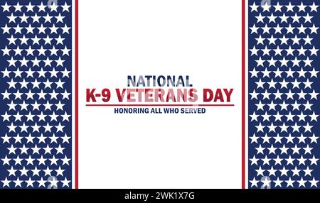 Carta da parati National K 9 Veterans Day con tipografia. Onorare tutti coloro che hanno servito. National K 9 Veterans Day, antefatti Illustrazione Vettoriale