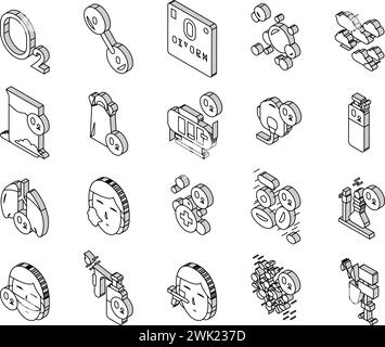 Le icone isometriche della raccolta chimica O2 ossigeno impostano il vettore Illustrazione Vettoriale