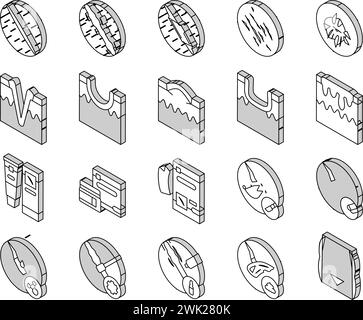 Le icone isometriche SCAR after Trauma or Surgery (cicatrice dopo trauma) impostano il vettore Illustrazione Vettoriale