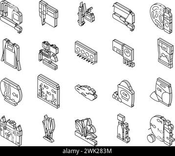 le icone isometriche delle vasche d'acqua dei pesci d'acquario impostano il vettore Illustrazione Vettoriale
