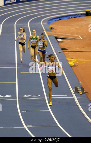 Birmingham, 17 febbraio 2024, 400m, NIELSEN Lina, credito: Aaron Badkin/Alamy Live News Foto Stock