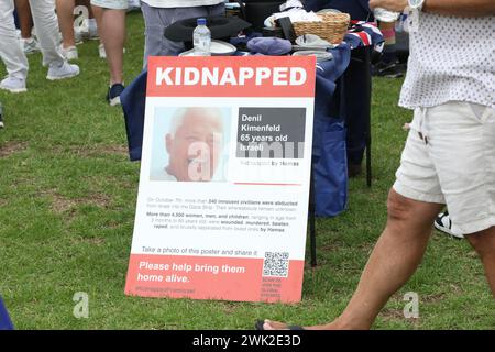 Sydney, Australia. 18 febbraio 2024. Gli australiani uniti contro l’antisemitismo tengono una manifestazione nel Domain Park nel centro di Sydney. Crediti: Richard Milnes/Alamy Live News Foto Stock