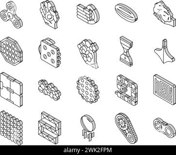 fidget toy divertente gioco antistress icone isometriche set vettoriale Illustrazione Vettoriale