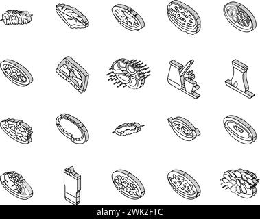 le icone isometriche dei pasti della cucina turca sono il vettore Illustrazione Vettoriale