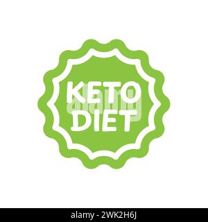 Etichetta del vettore di dieta Keto. Cerchiare l'etichetta nutrizionale e l'adesivo. Illustrazione Vettoriale