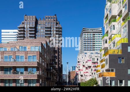 Moderni ed alti edifici di appartamenti nel quartiere degli affari - Zuidas, di Amsterdam. Foto Stock