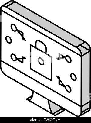 illustrazione vettoriale dell'icona isometrica di protezione del computer Illustrazione Vettoriale